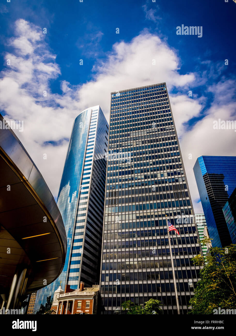 Bâtiment moderne en verre et en acier immeubles de New York City, USA. Banque D'Images