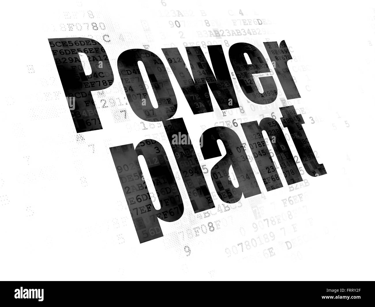 Concept de l'industrie : texte noir pixélisé centrale électrique en arrière-plan numérique Banque D'Images