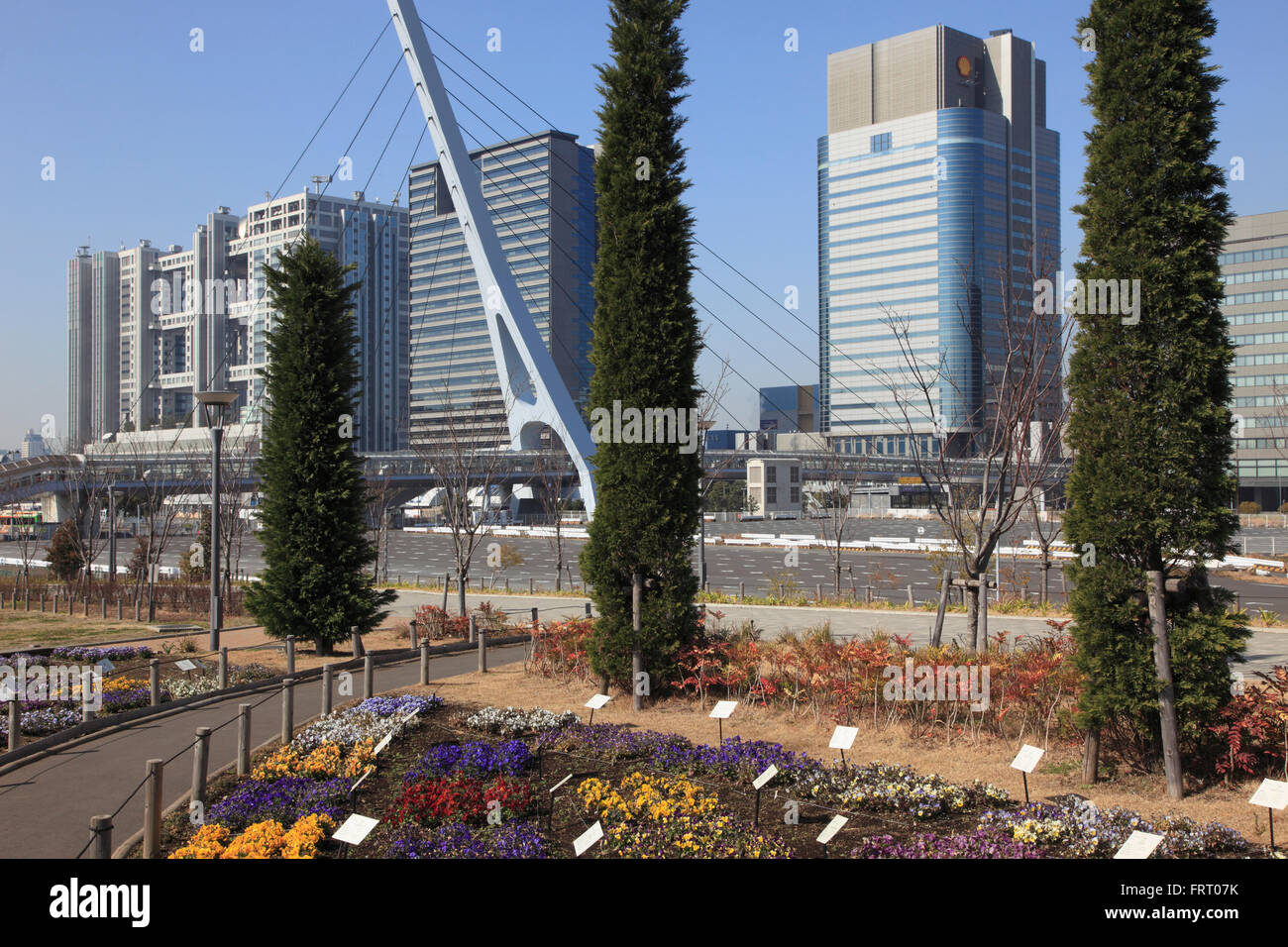 Japon, Tokyo, Odaiba, Skyline, jardin, parc, Banque D'Images