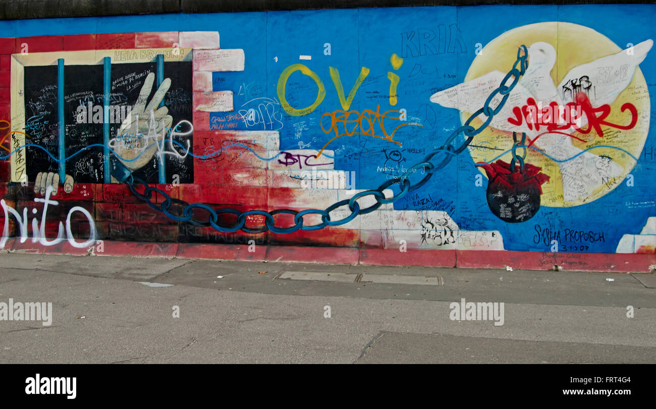 Le mur de Berlin (en allemand Berliner Mauer) était une barrière qui divise Berlin de 1961 à 1989.Construit par l'Allemand Democrati Banque D'Images