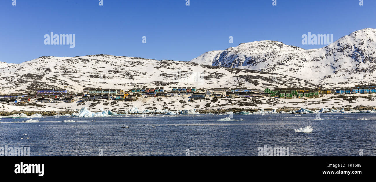 Fjord Nuuk Nuuk la capitale de l'Arctique, panorama city, Groenland Banque D'Images