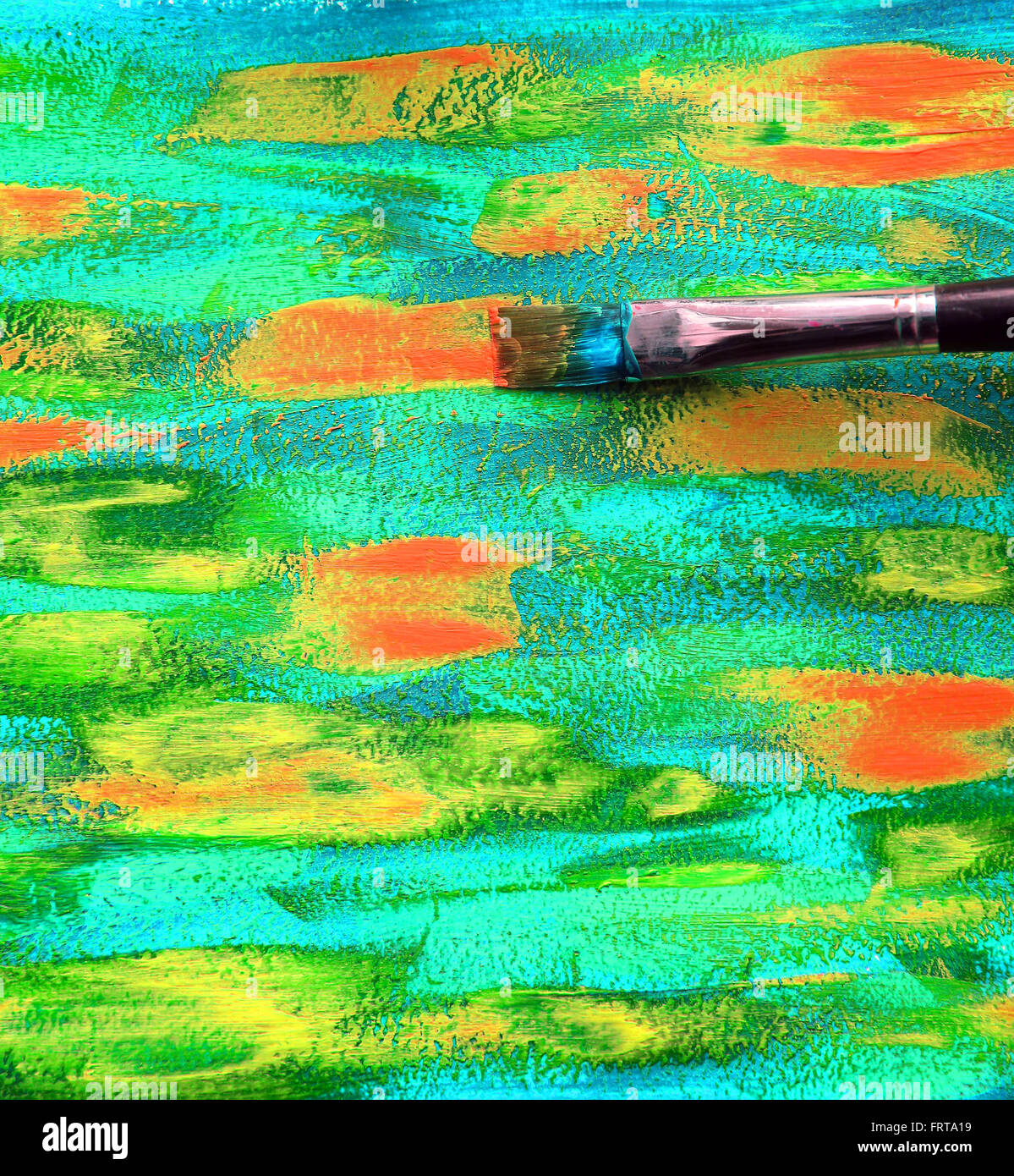 Arrière-plan gros plan de pinceau et palette. Banque D'Images