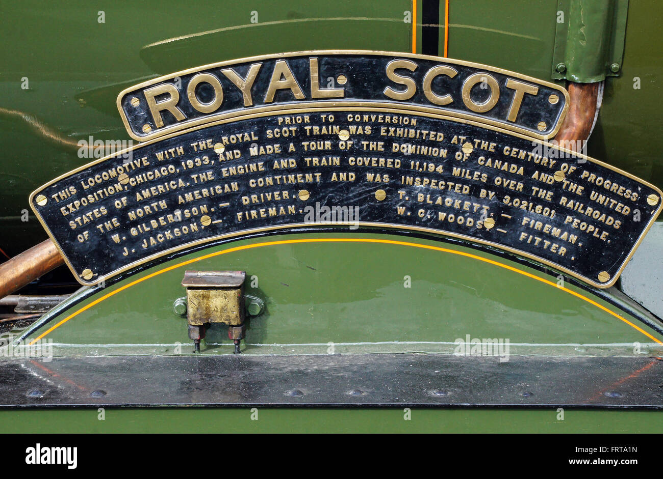 Plaque du constructeur de 6100 Royal Scot Banque D'Images