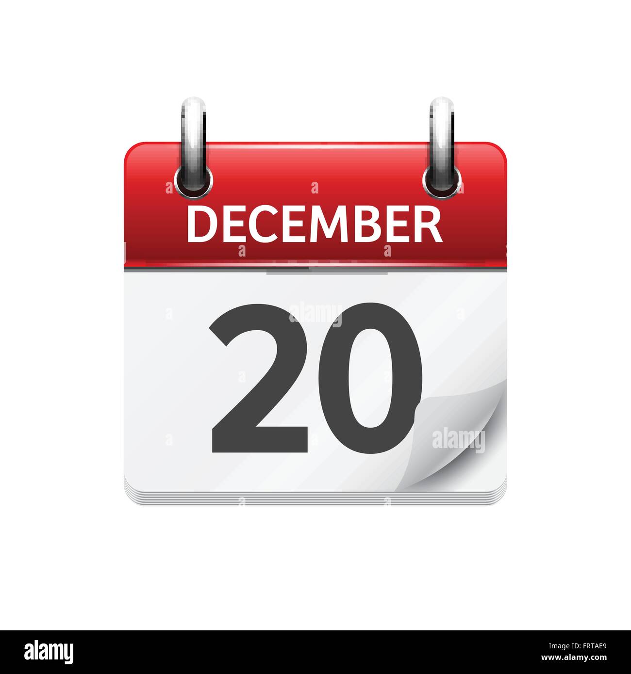 Le 20 décembre. Télévision vecteur icône calendrier quotidien. La date et l'heure, jour, mois. Maison de vacances. Illustration de Vecteur