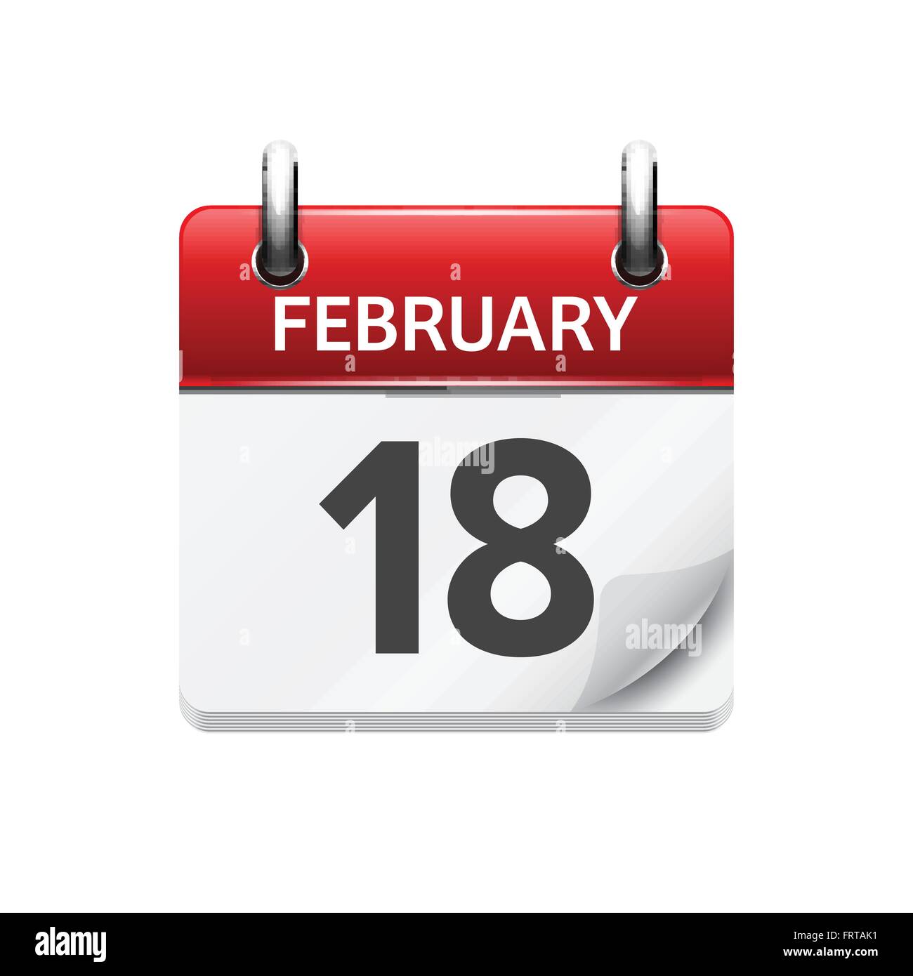 18 février. Télévision vecteur icône calendrier quotidien. La date et l'heure, jour, mois. Maison de vacances. Illustration de Vecteur