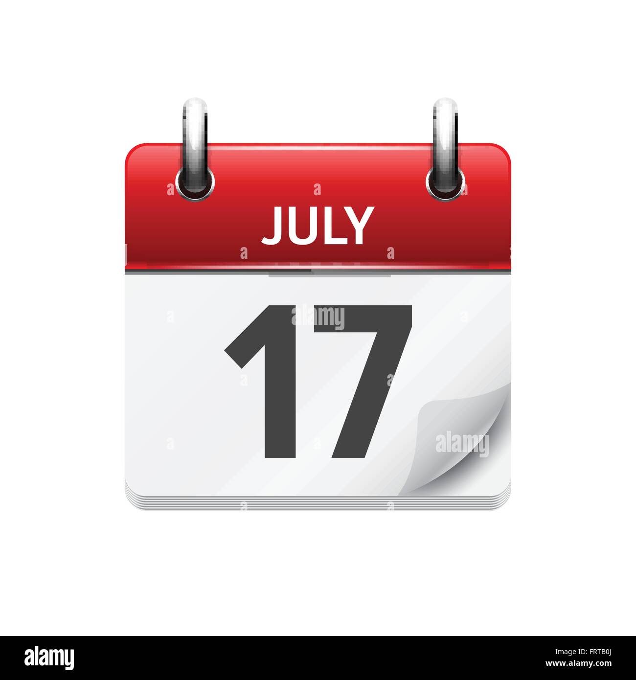 Le 17 juillet. Télévision vecteur icône calendrier quotidien. La date et l'heure, jour, mois. Maison de vacances. Illustration de Vecteur