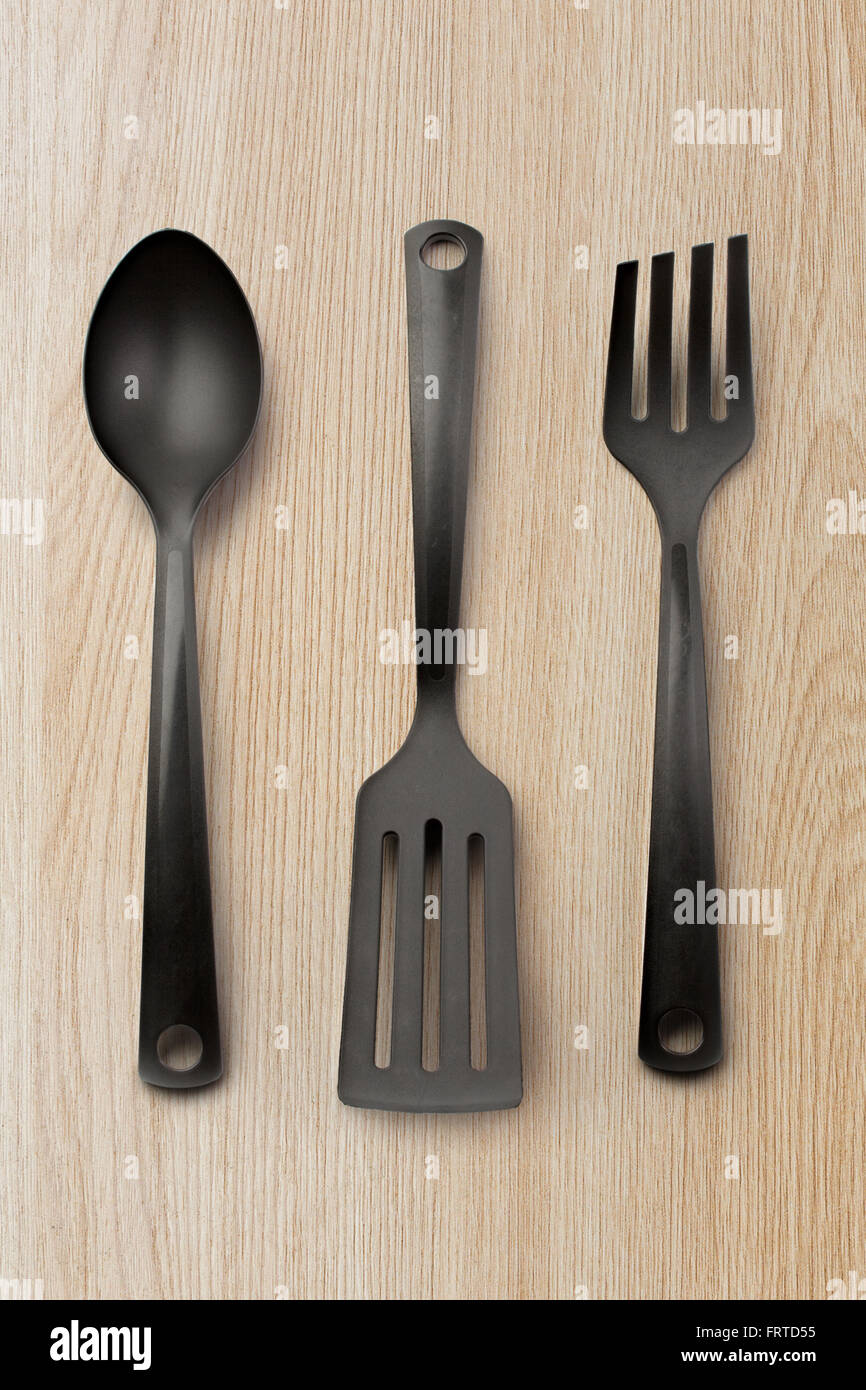 Ustensile de cuisine collection de cuillère, spatule et fourchette Banque D'Images