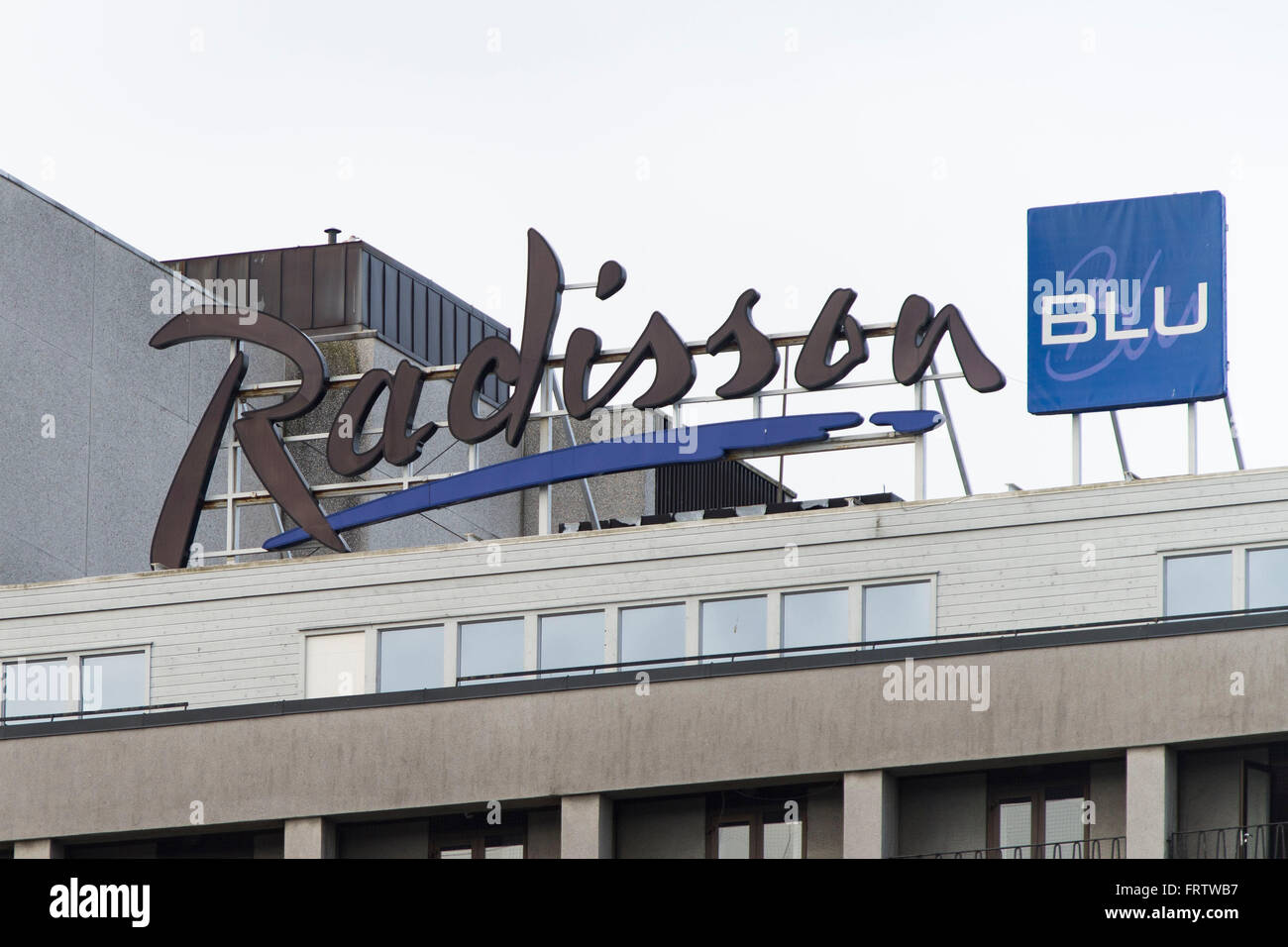 Radisson Blue hotel logo signe à Stavanger, Norvège. Banque D'Images