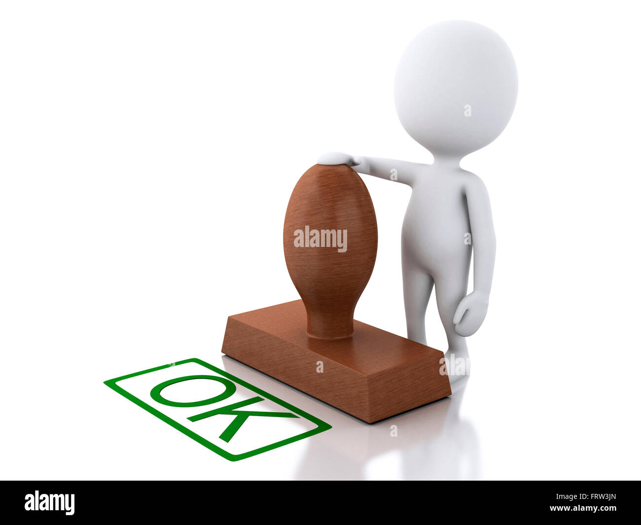3D Illustration. blancs avec joint OK. Isolé sur fond blanc. Banque D'Images