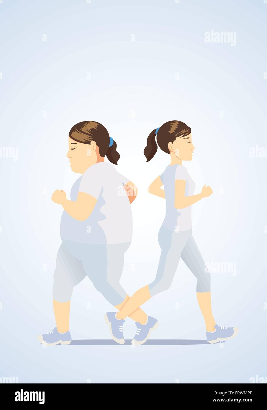 Femmes Slim et fat jogging Illustration de Vecteur