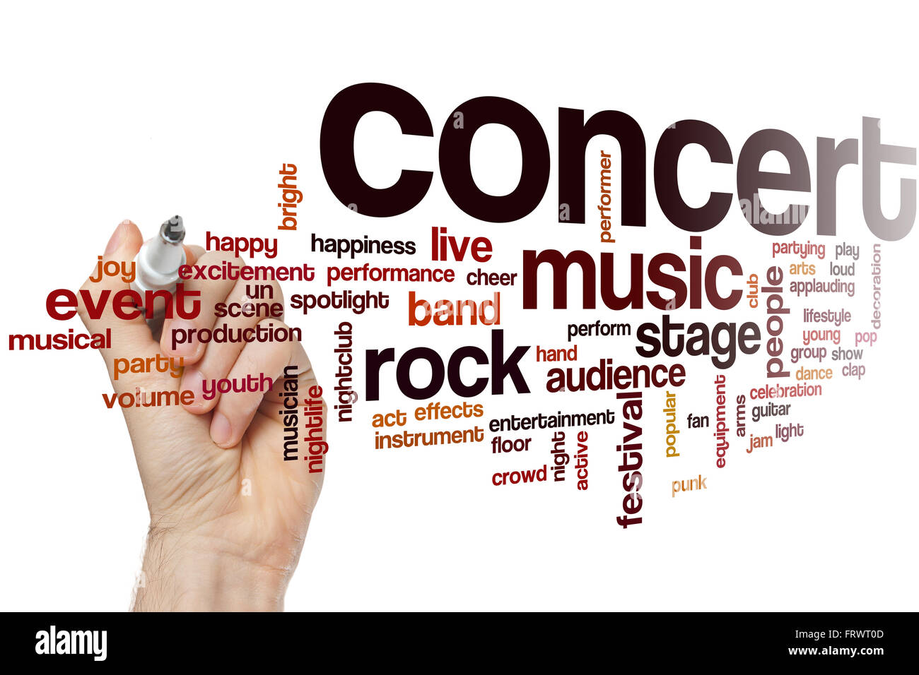 Les concerts mot concept cloud avec music live tags liés Banque D'Images
