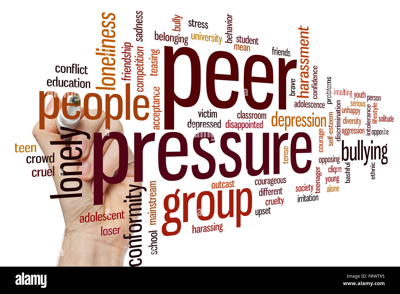 La pression des pairs concept word cloud background Banque D'Images
