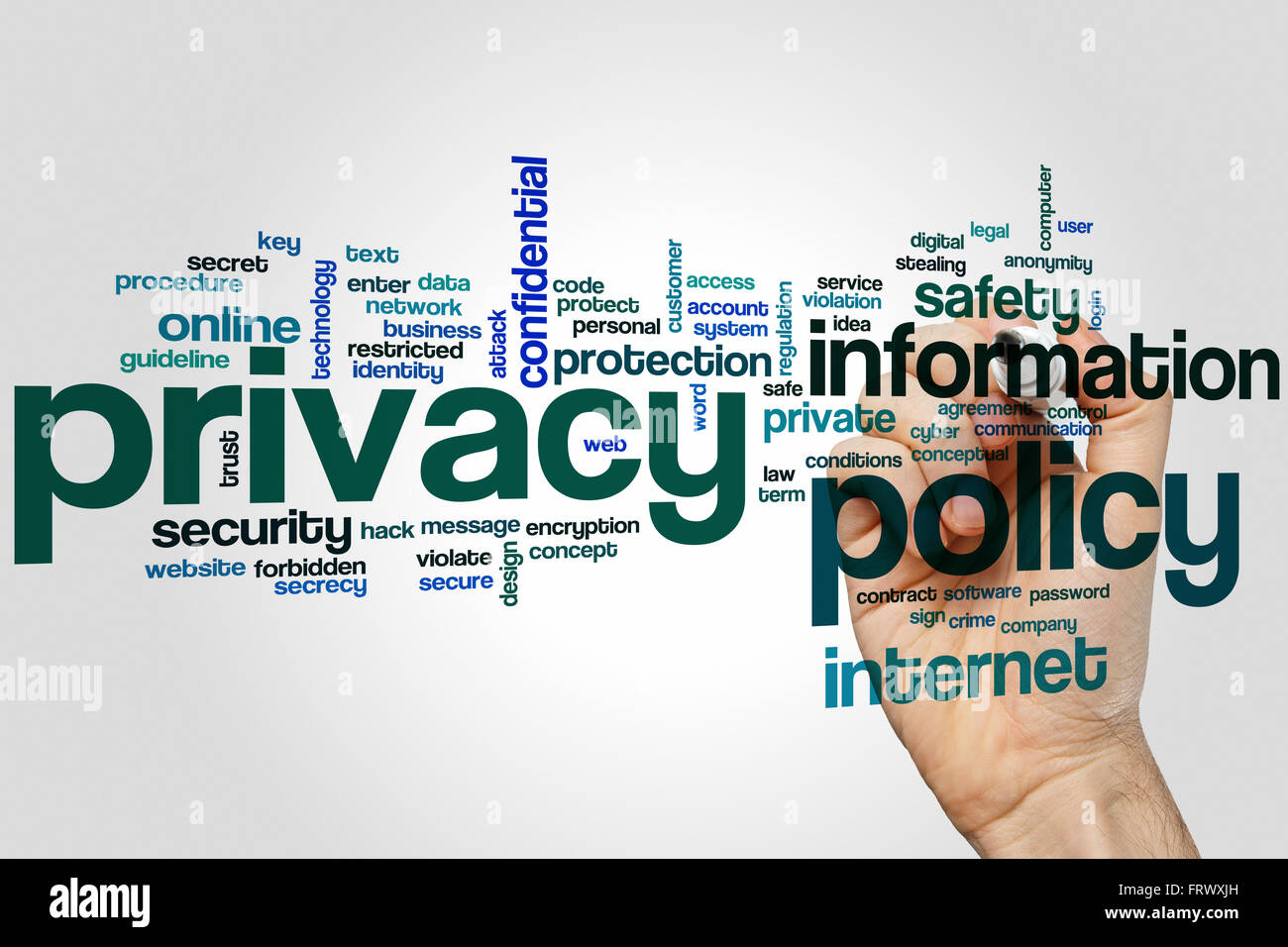 Politique de confidentialité mot concept cloud Banque D'Images