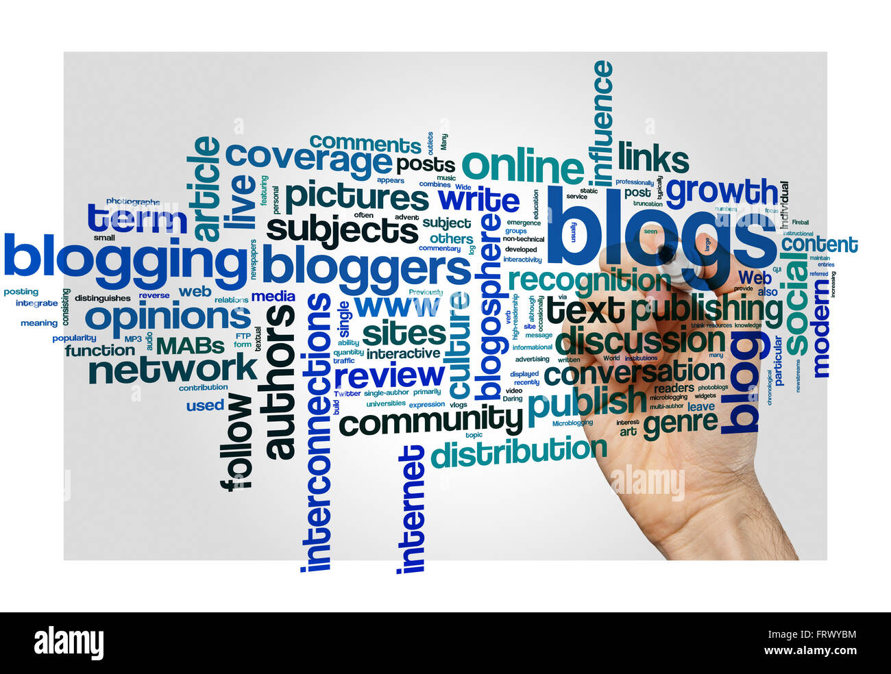Blog Blogging et Nuage de mots concept background Banque D'Images