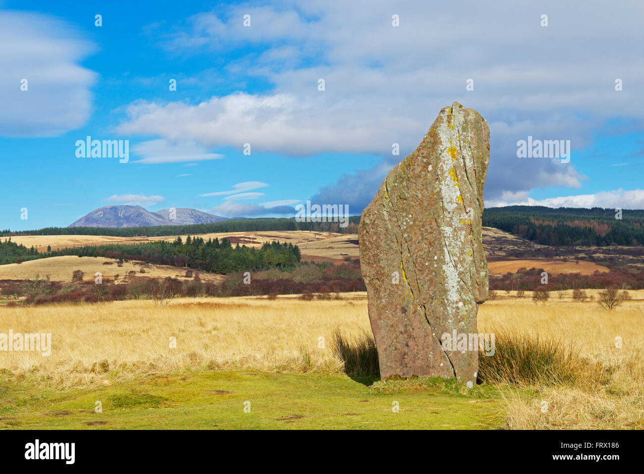 Standing Stone sur Machrie Moor, Isle of Arran, North Ayrshire, Scotland UK Banque D'Images