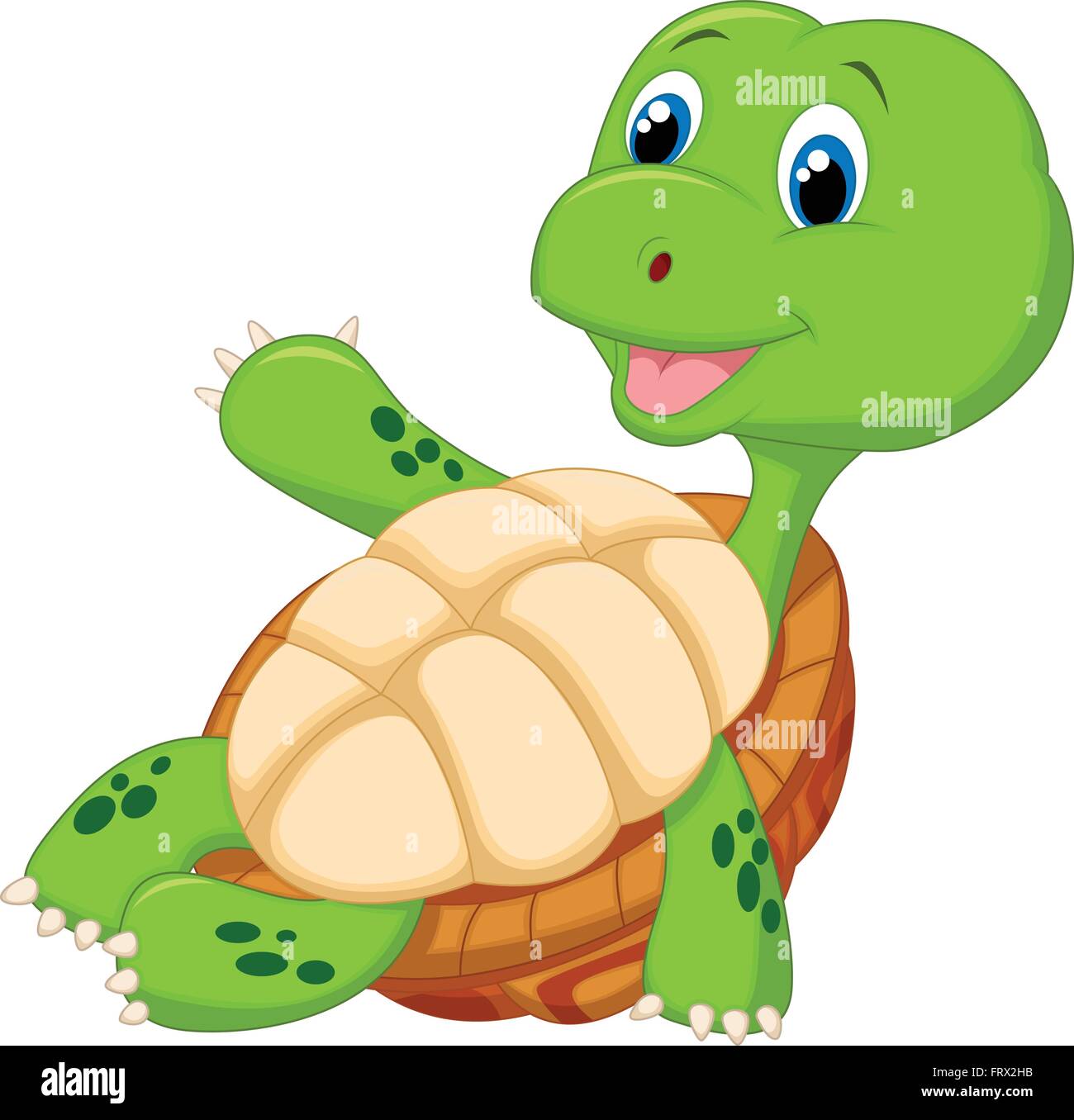 Tortue animal mignon cartoon waving hand Illustration de Vecteur
