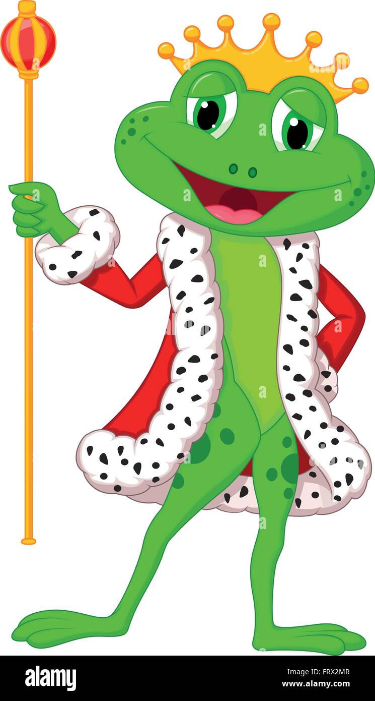 Frog king mignon avec royal stick Illustration de Vecteur