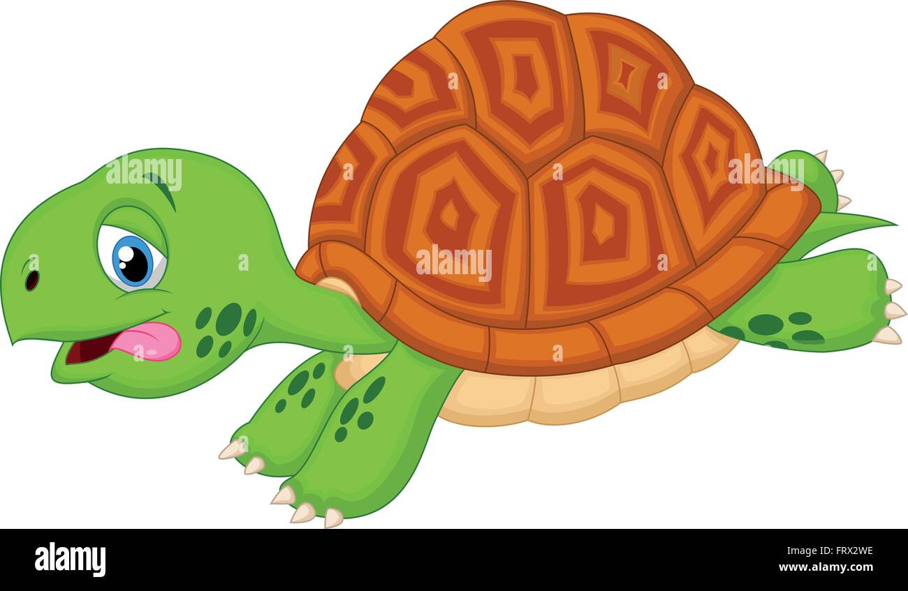 Cute cartoon tortue en marche Illustration de Vecteur