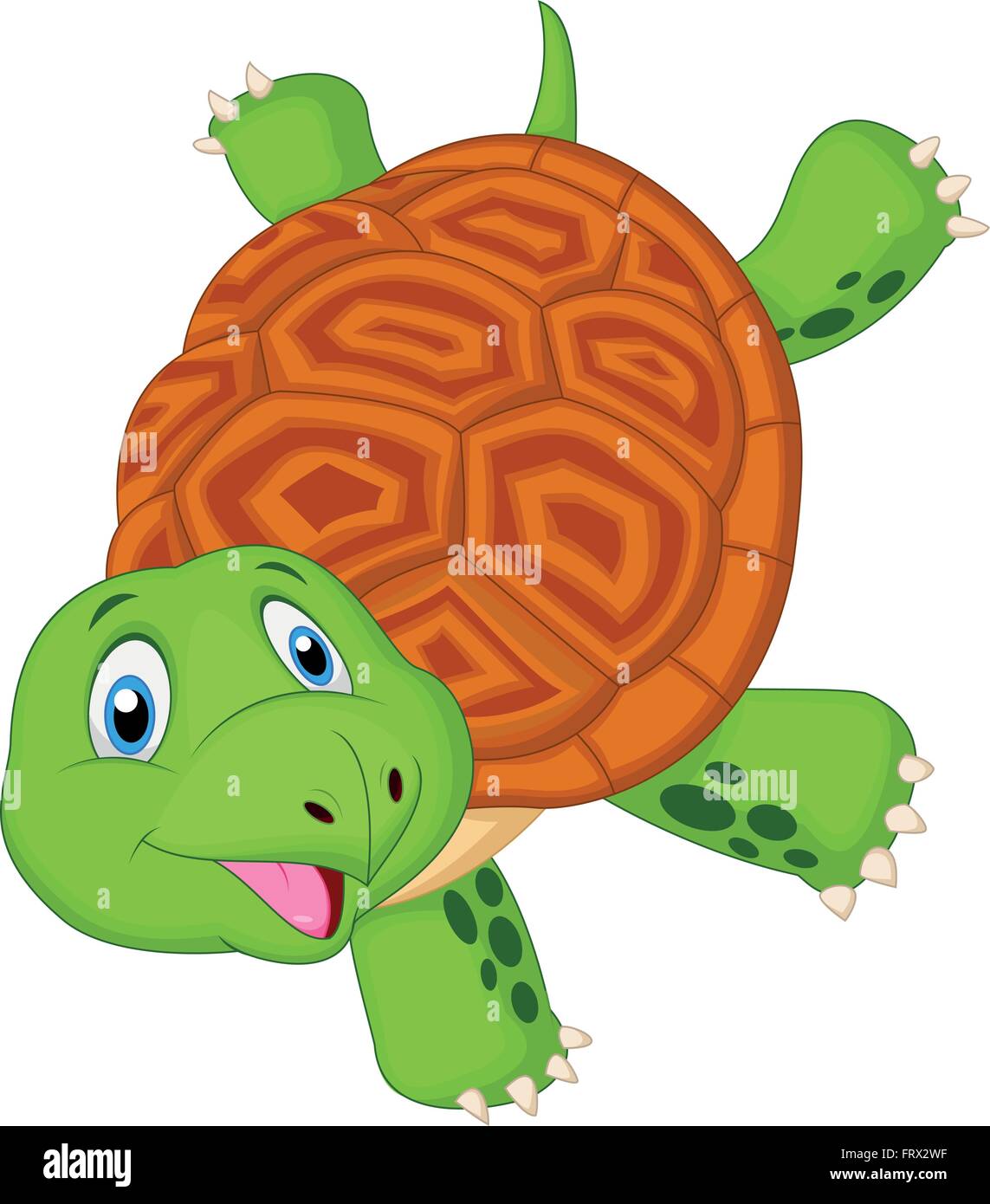 Cute cartoon tortue debout avec la main Illustration de Vecteur