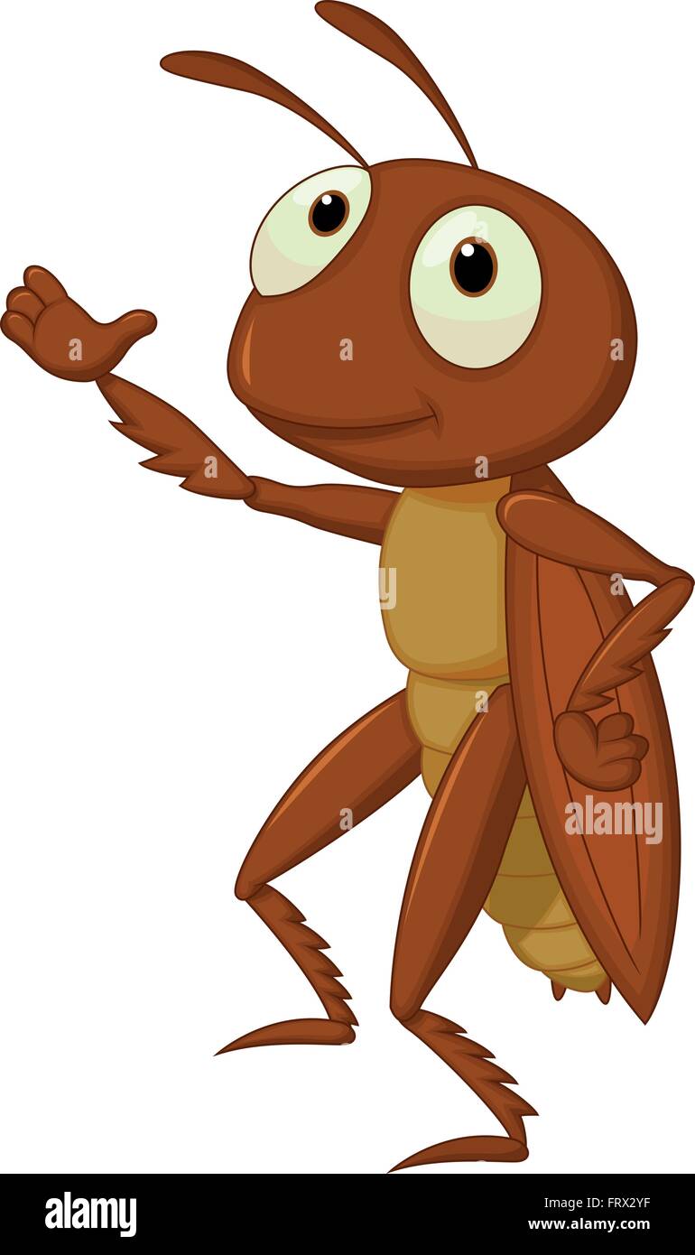 Cricket Cute cartoon présentant Illustration de Vecteur