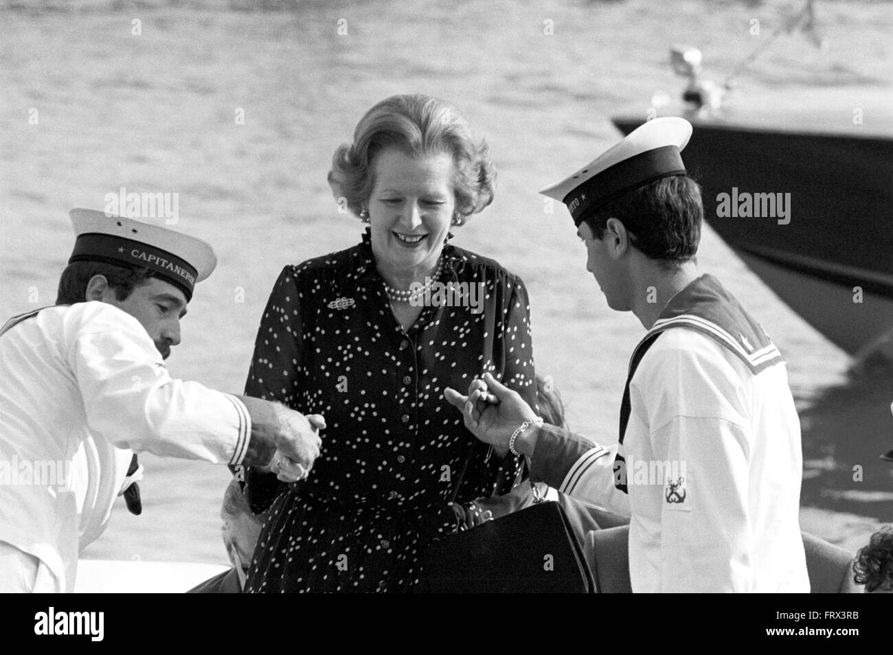Le Premier ministre britannique Margaret Thatcher lors du sommet G7 à Venise en juin 1980 - ll Primo Ministro francese Margaret Thatcher durante sommet G 7 il a Venezia nel giugno 1980 Banque D'Images