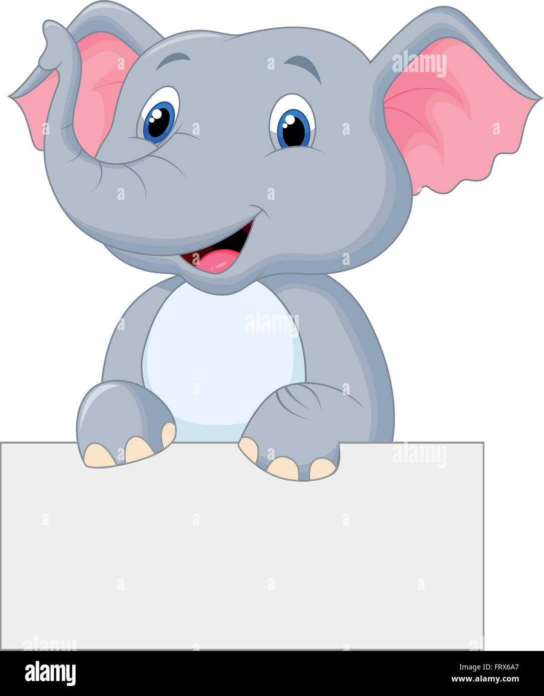 Éléphant mignon holding blank sign Illustration de Vecteur