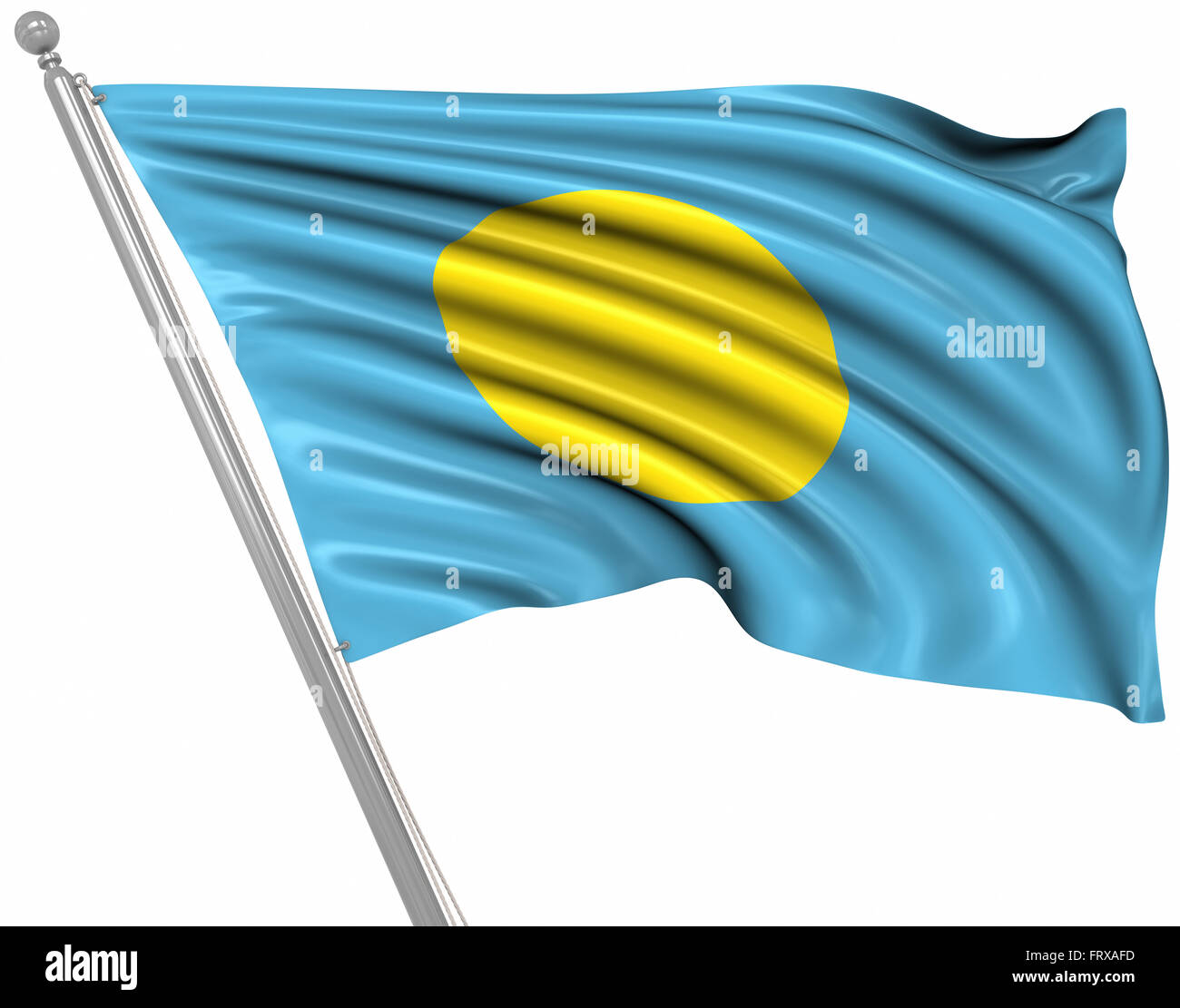 Drapeau de Palau , c'est un 3D générée par ordinateur et l'image rendue. Banque D'Images