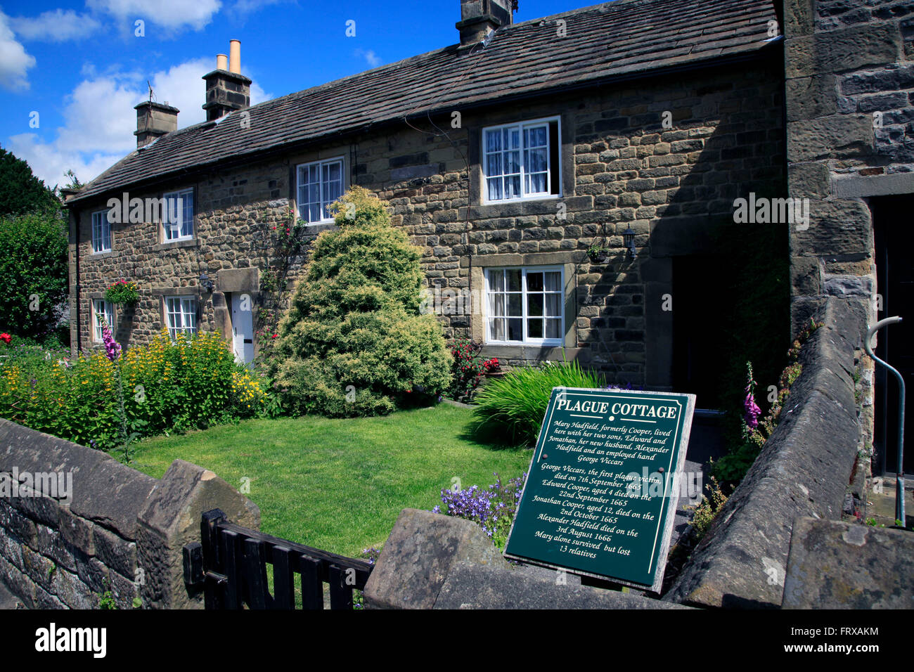 Cottage de la peste de Mary Hadfield à Eyam, Derbyshire, Angleterre Banque D'Images