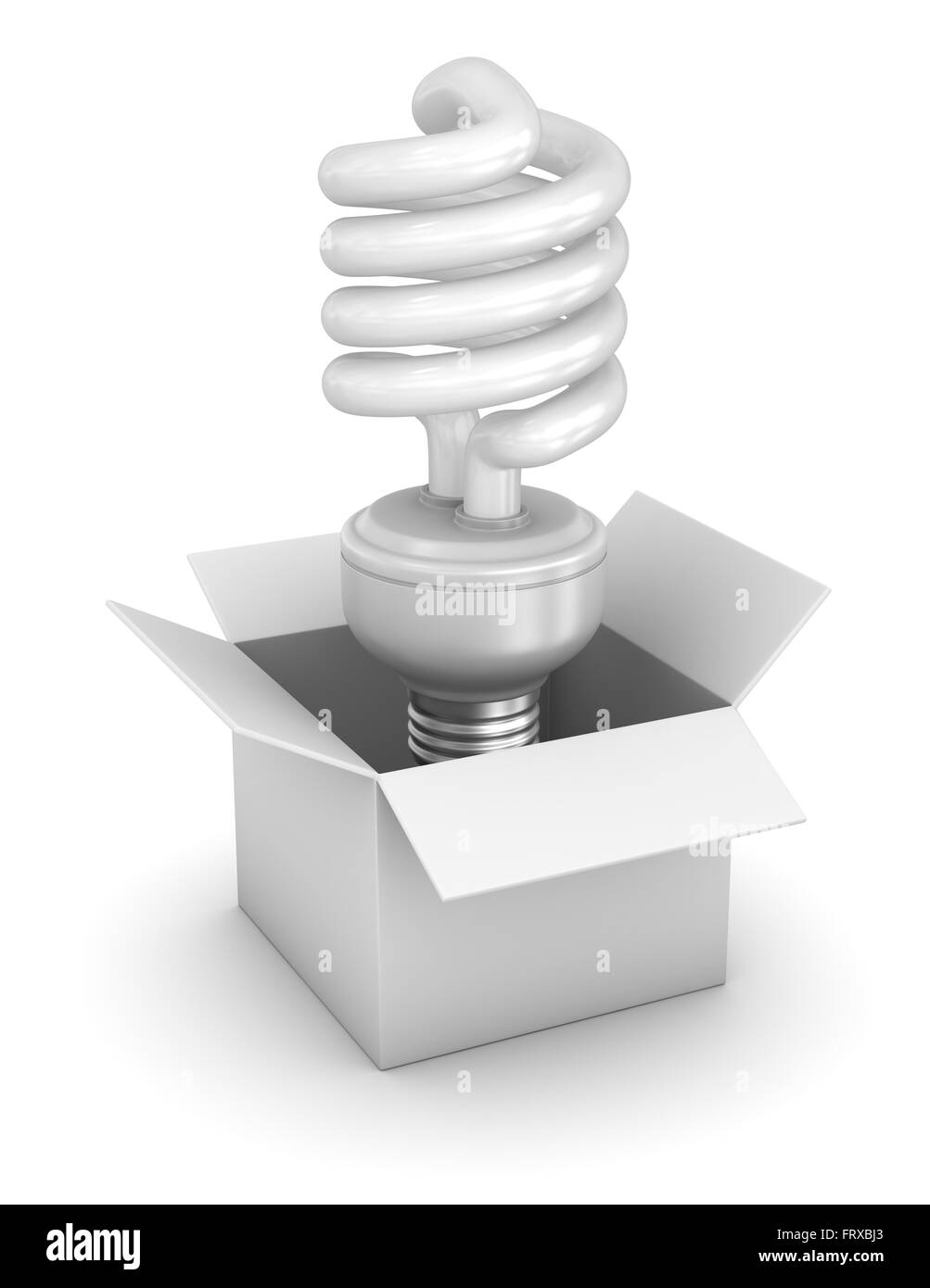 Boîte blanche et une lampe fluorescente , c'est un calculateur générée et 3d rendu photo. Banque D'Images