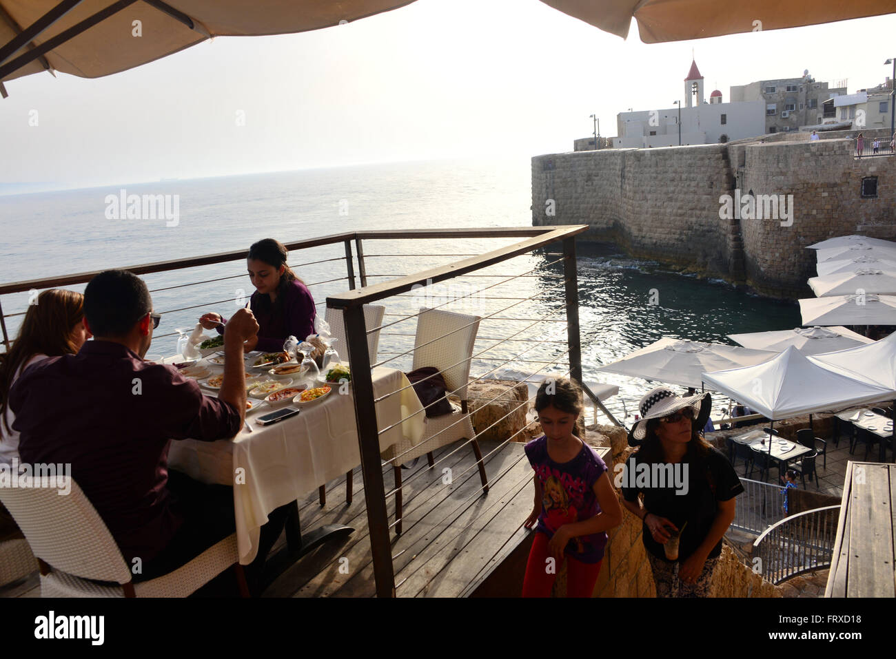 Au restaurant les remparts, Akko, Nord-Israel, Israël Banque D'Images