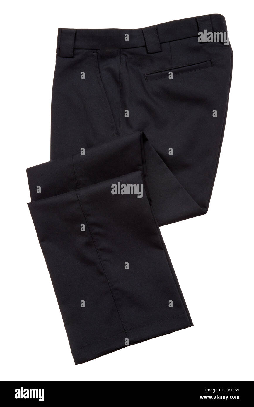 Pantalon noir, pantalons sur fond blanc Banque D'Images