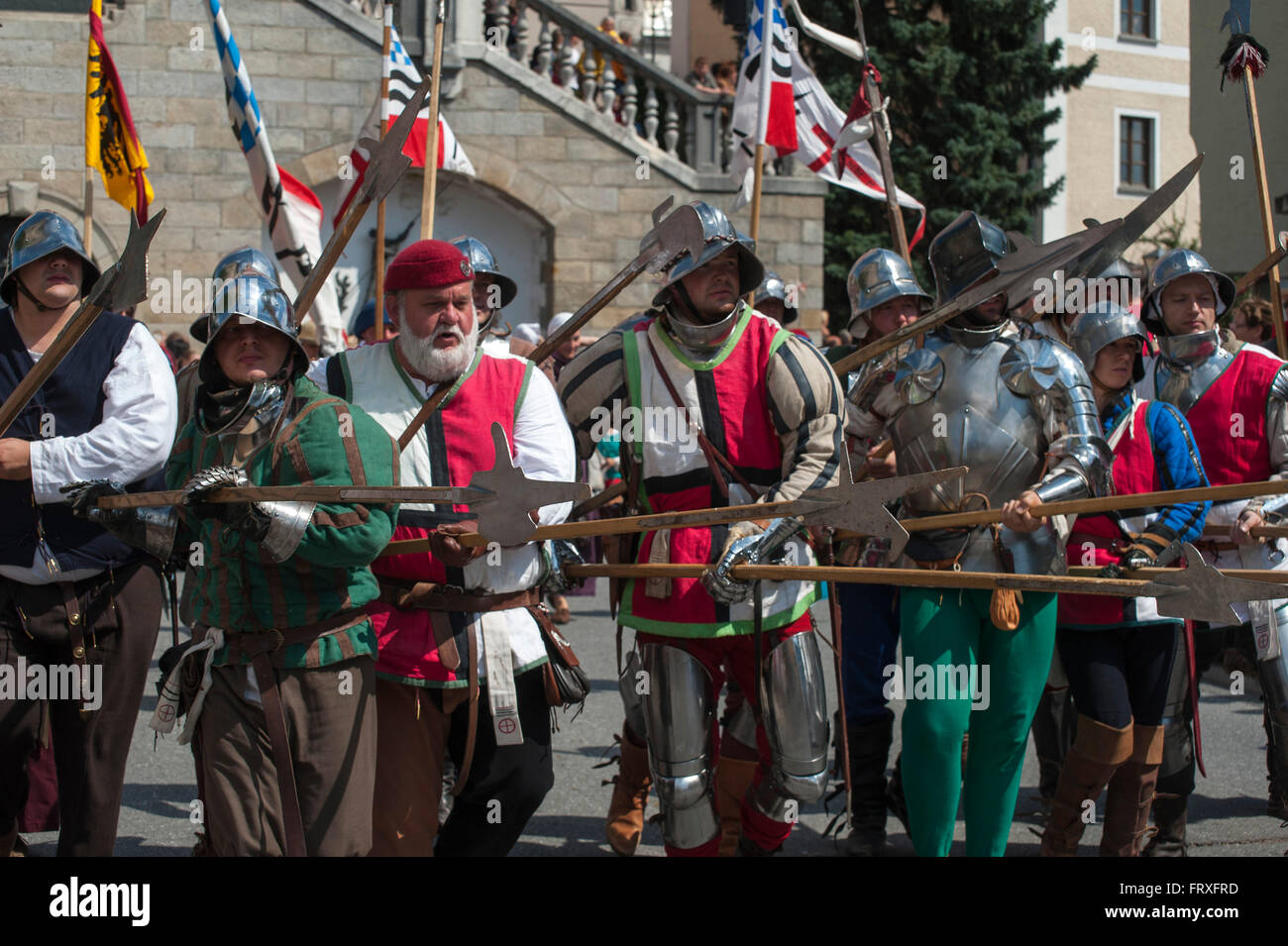 Cortège historique, d'autres Drachenstich, dragon museum, Furth im Wald, forêt de Bavière, Bavière, Allemagne Banque D'Images