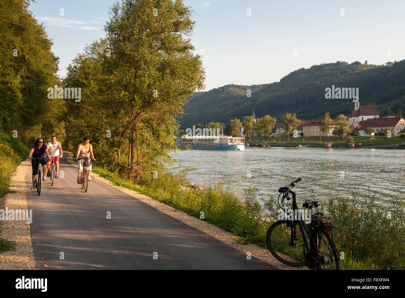 Piste cyclable le long de la Danube, Engelhartszell, Autriche Banque D'Images
