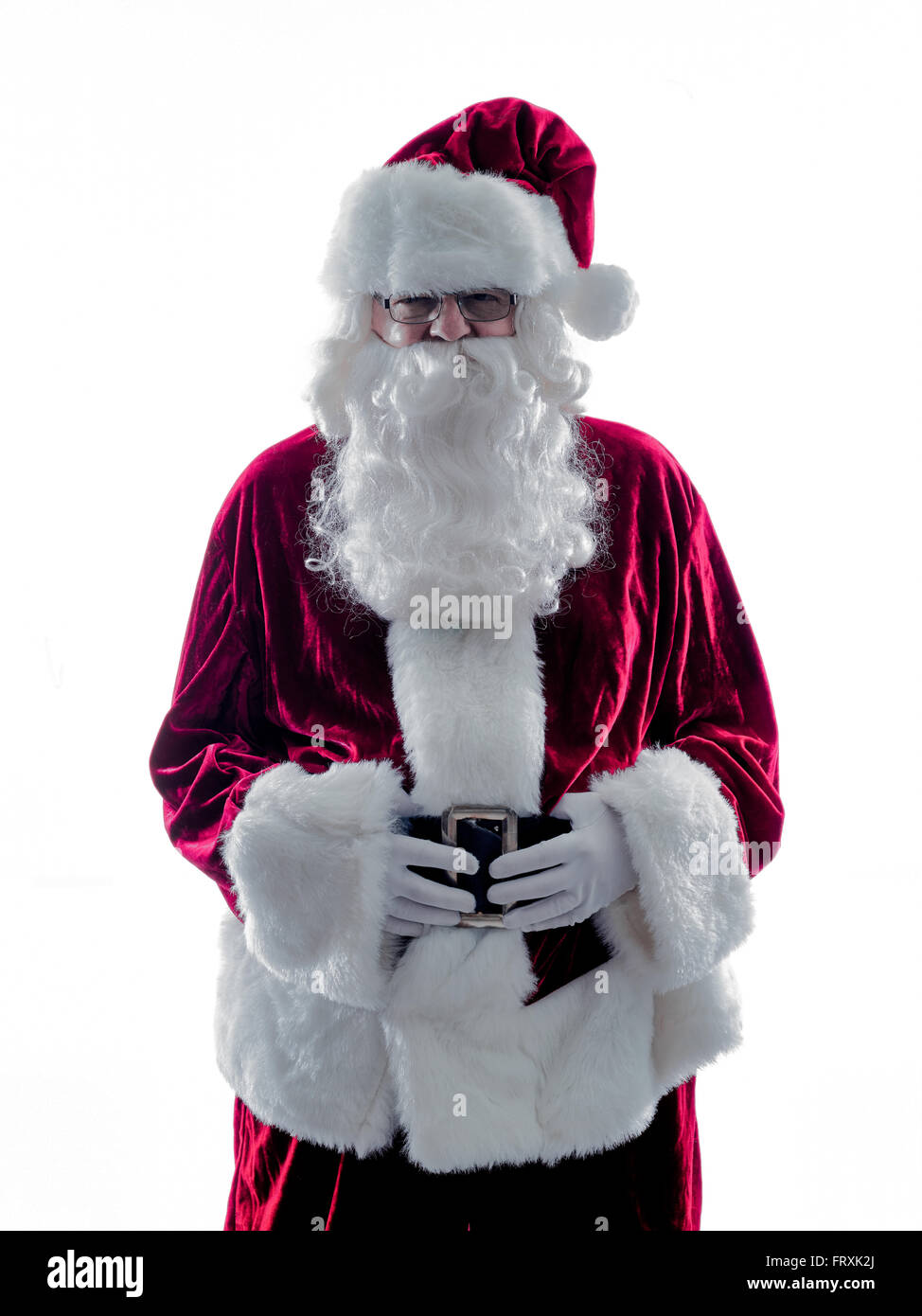 Un père noël silhouette homme isolé sur fond blanc Banque D'Images