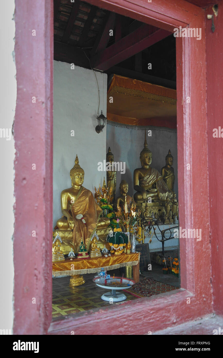 Statues de Bouddha sur la colline de Phou si à Luang Prabang - Laos Banque D'Images