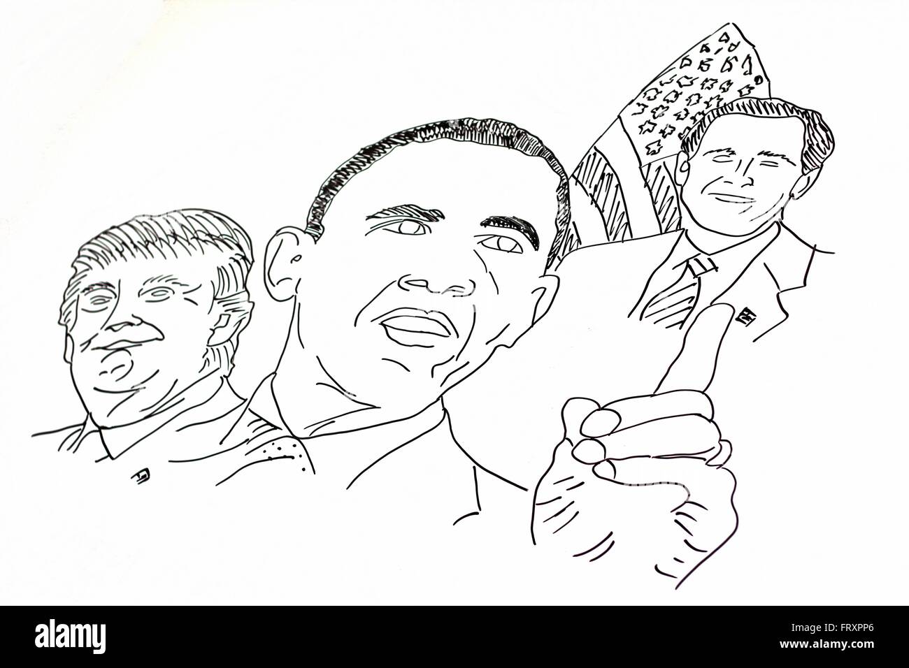 Un dessin à la main des politiciens américains Banque D'Images
