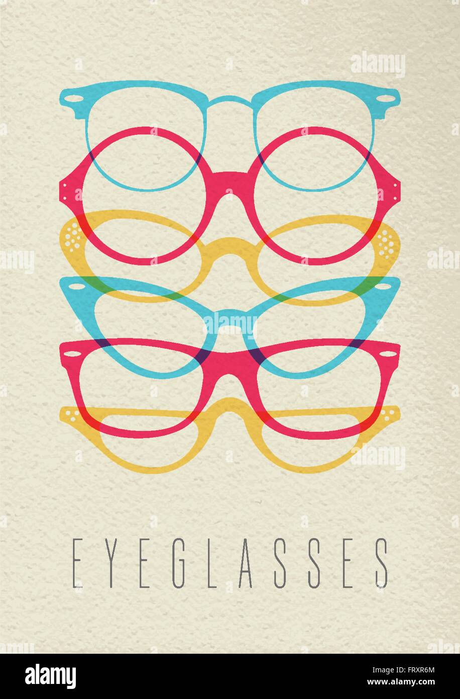 Fashion eye concept verre icône, illustration de hipster vintage verres colorés dans un style plus transparente texture background. Illustration de Vecteur