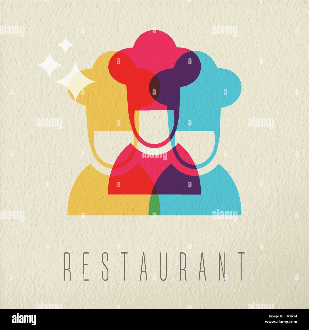 Restaurant food concept icône, illustration de chef cuisinier avec chapeau de couleur uniforme style sur fond de texture. Vecteur EPS10. Illustration de Vecteur