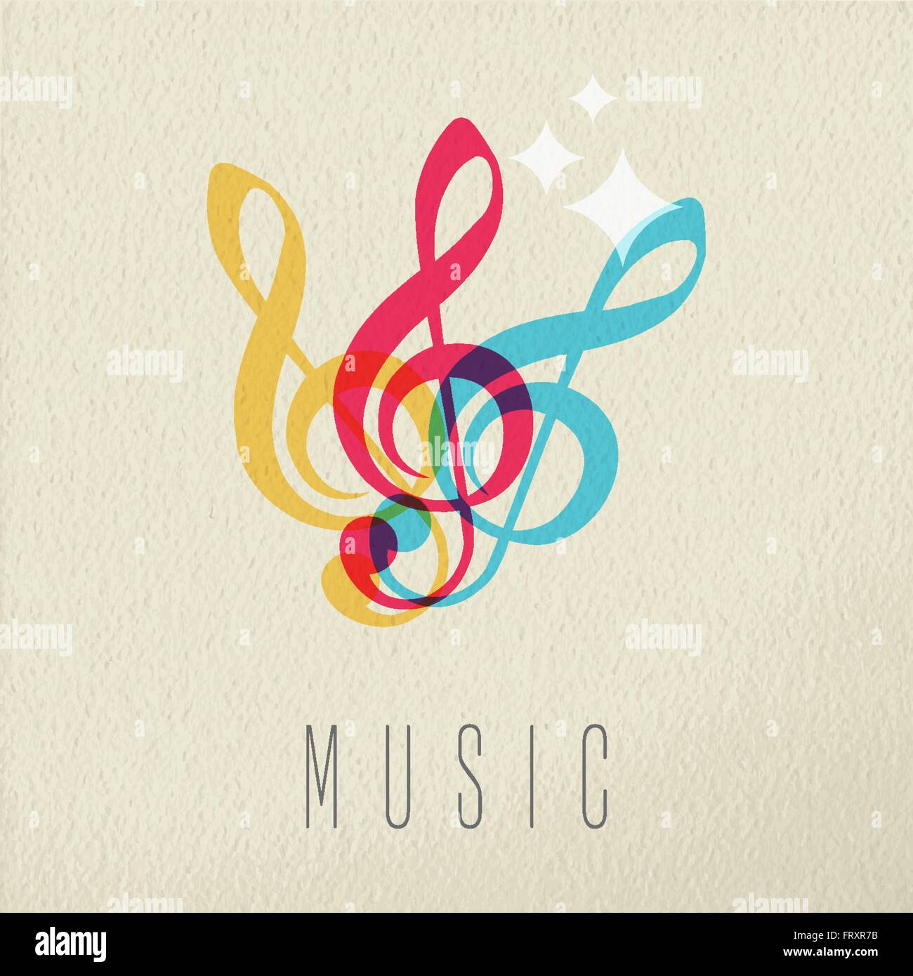 Music concept, treble clef g icône note de musique dans le style de couleur sur fond de texture. Vecteur EPS10. Illustration de Vecteur