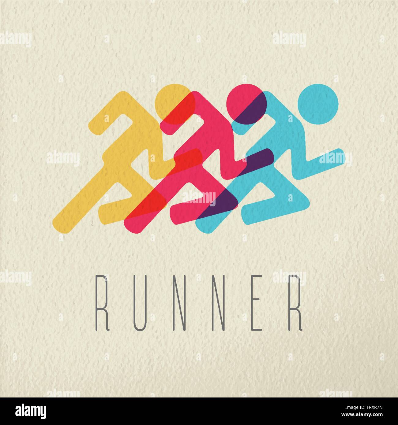L'icône de l'athlète coureur de marathon, concept personnes silhouette en style de couleur sur fond de texture. Vecteur EPS10. Illustration de Vecteur