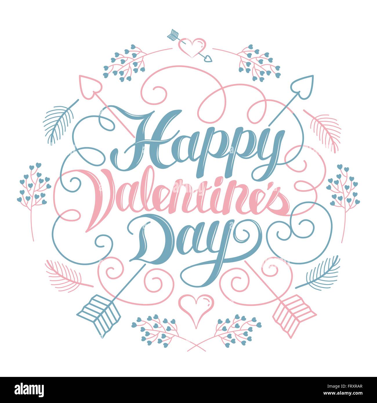 Happy Valentine's day élégant affiche calligraphie Illustration de Vecteur
