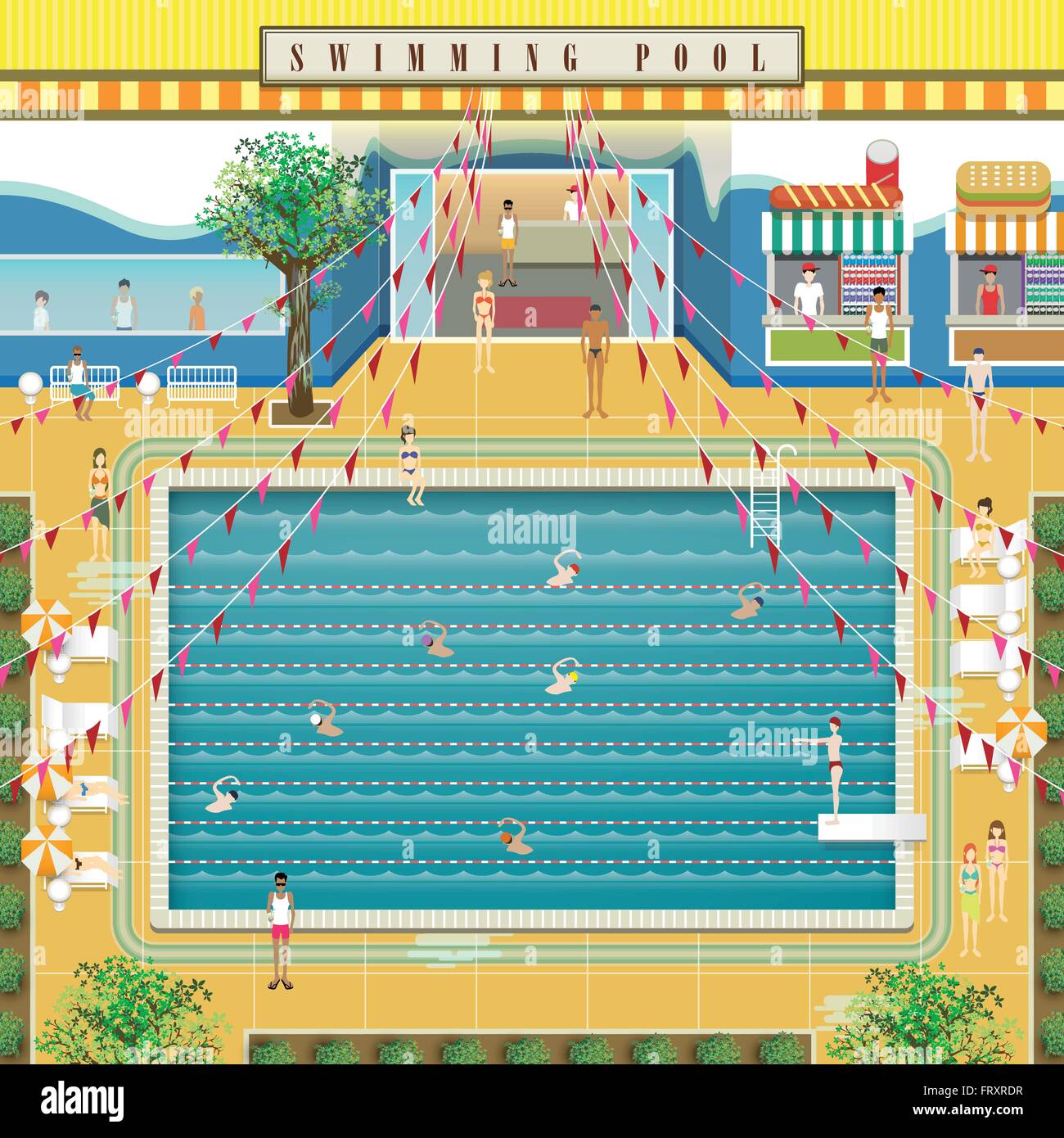 Belle piscine de style design scénario télévision Illustration de Vecteur