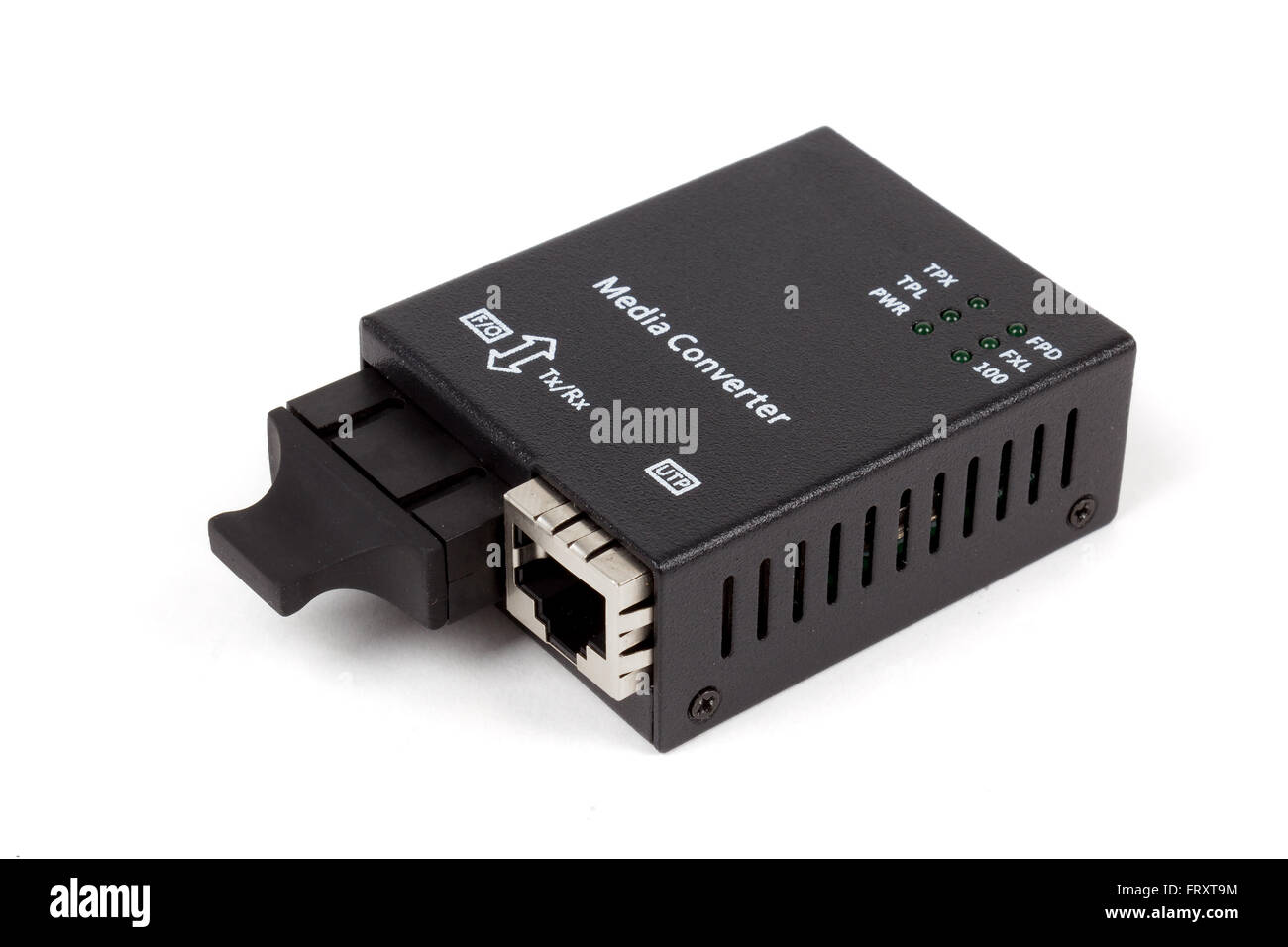 Convertisseur Fibre Optique Rj45 Comment ça Marche Convertisseur fibre optique mini métalique avec connecteur RJ45 et connecteur fibre optique SC Photo Stock - Alamy