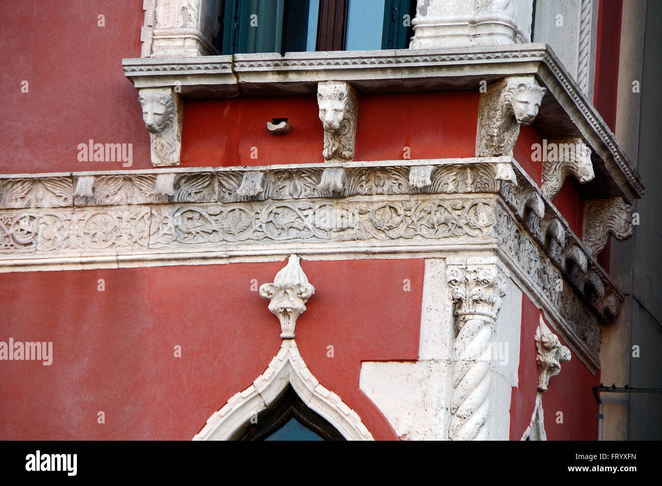 Venise, Italie, le Palazzo Bembo, Grand Canal, Détail Banque D'Images