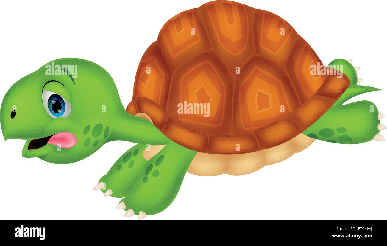 Cute cartoon tortue debout avec la main Illustration de Vecteur