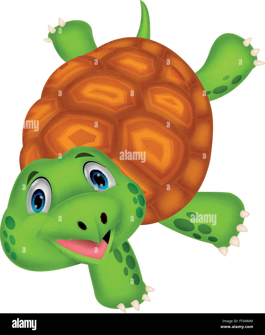 Cute cartoon tortue debout avec la main Illustration de Vecteur