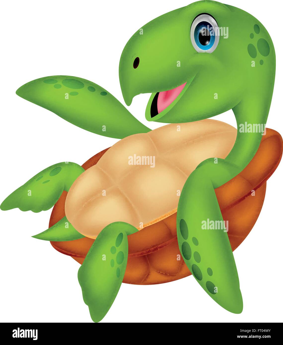 Tortue de mer Cute cartoon Illustration de Vecteur