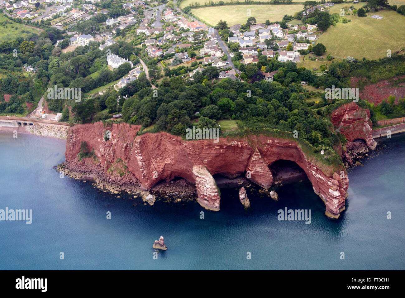 Vue aérienne de la tête du trou, Holcombe, Devon Banque D'Images