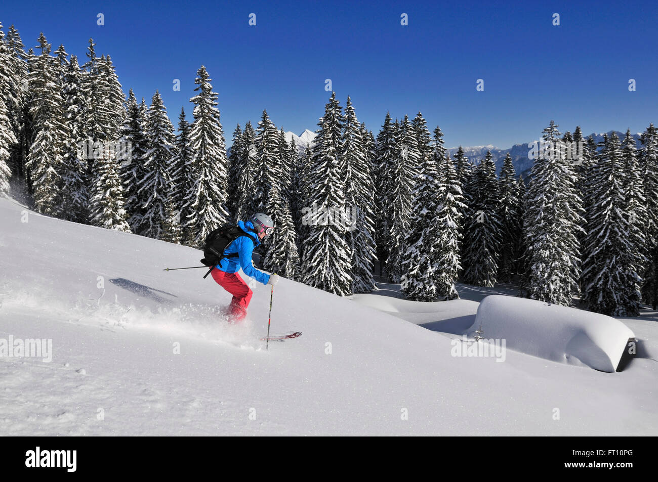 Ski alpin Ski de la montagne de Steinplatte, Reit im Winkl, Chiemgau, Bavière, Allemagne Banque D'Images