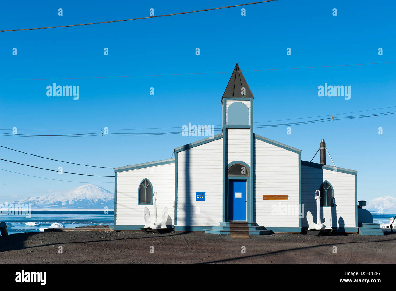 Église à la station McMurdo, Antarctique, une station américaine McMurdo Station, l'île de Ross, en Antarctique Banque D'Images